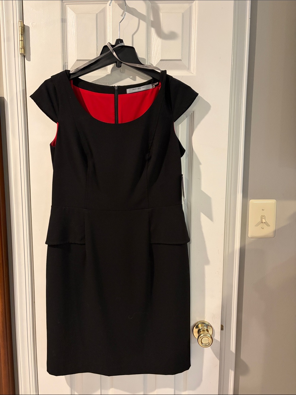 New with Tags Marc New York Black cap sleeve Midi Sheath Dress with peplum